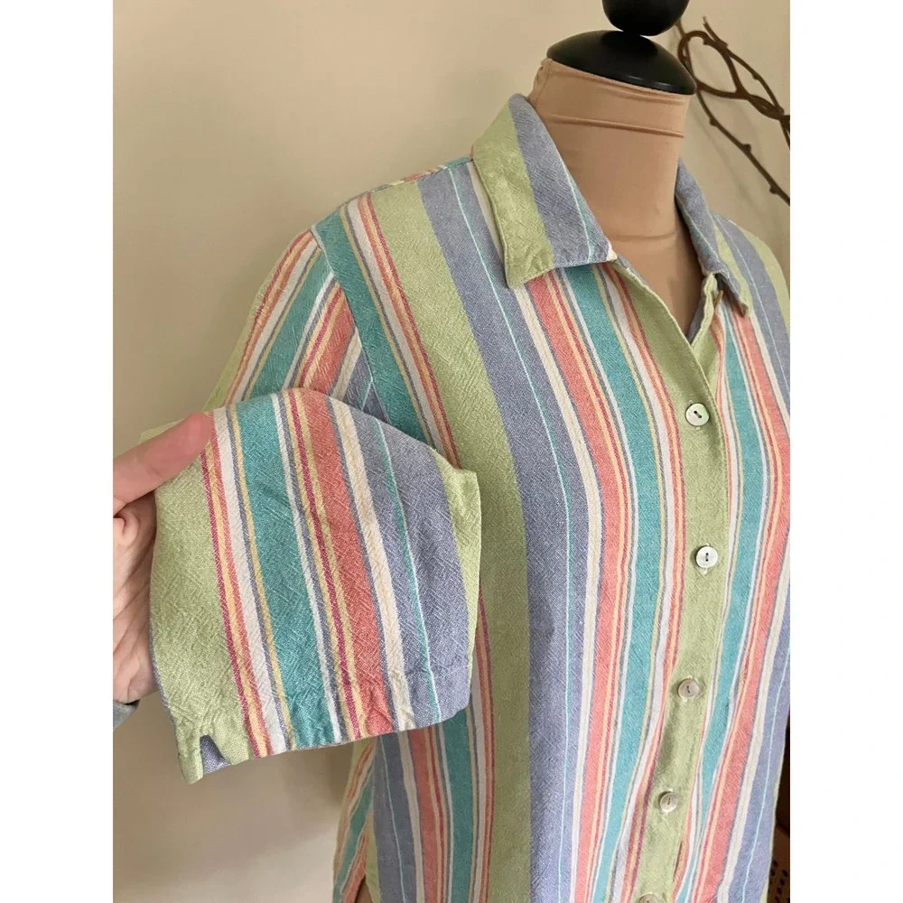 Vintage Coldwater Creek Striped Linen Top - Picture 5 of 5